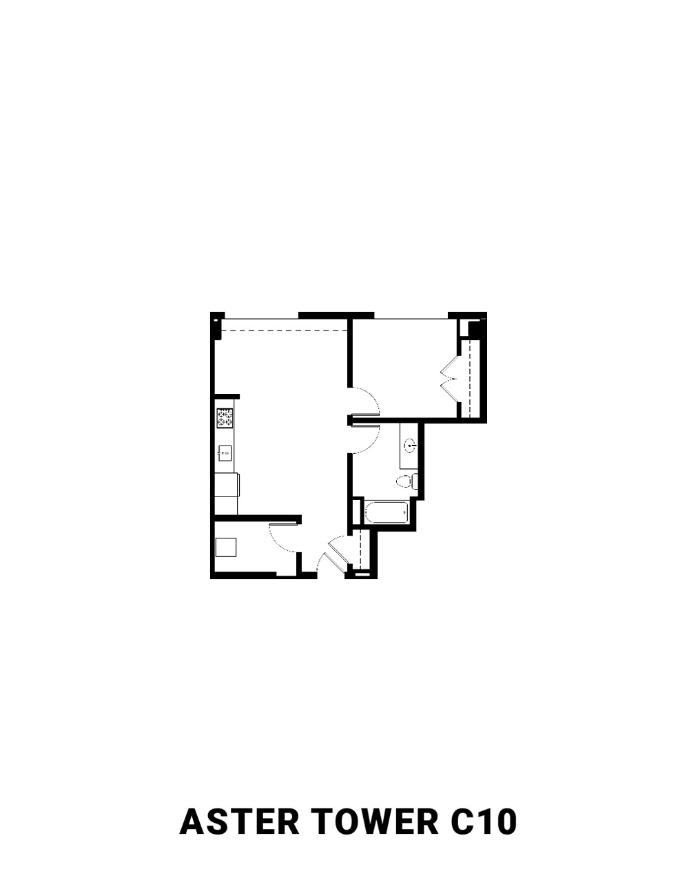 Aster Tower Floor Plan for Unit C10 a luxury apartment at Hassalo on Eighth in NE Portland, Oregon